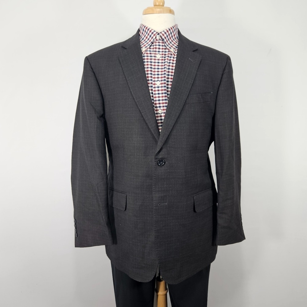 JOS A BANK Men's‎ 2B Sport Coat Two Button Charcoal Brown Blue Wool Size 43R